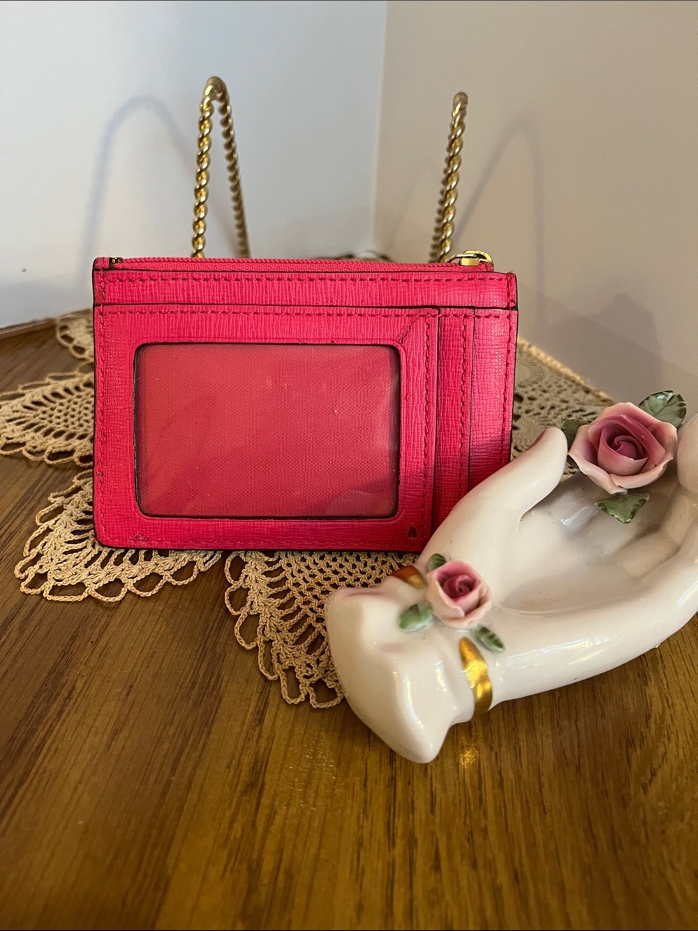 Coach Hot Pink Saffiano Coin Purse with Gold Hardware - Picture 3 of 7